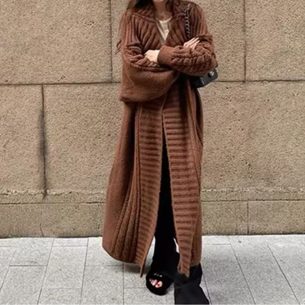 Cozy Brown Long Cardigan